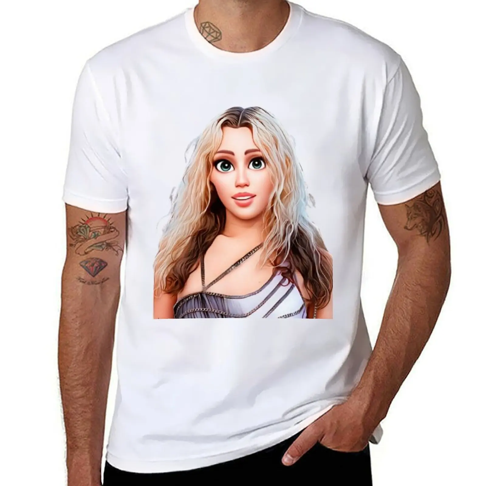 

Miley Cyrus Cartoon T-Shirt cotton t shirts high quality t shirt custom print T-Shirt