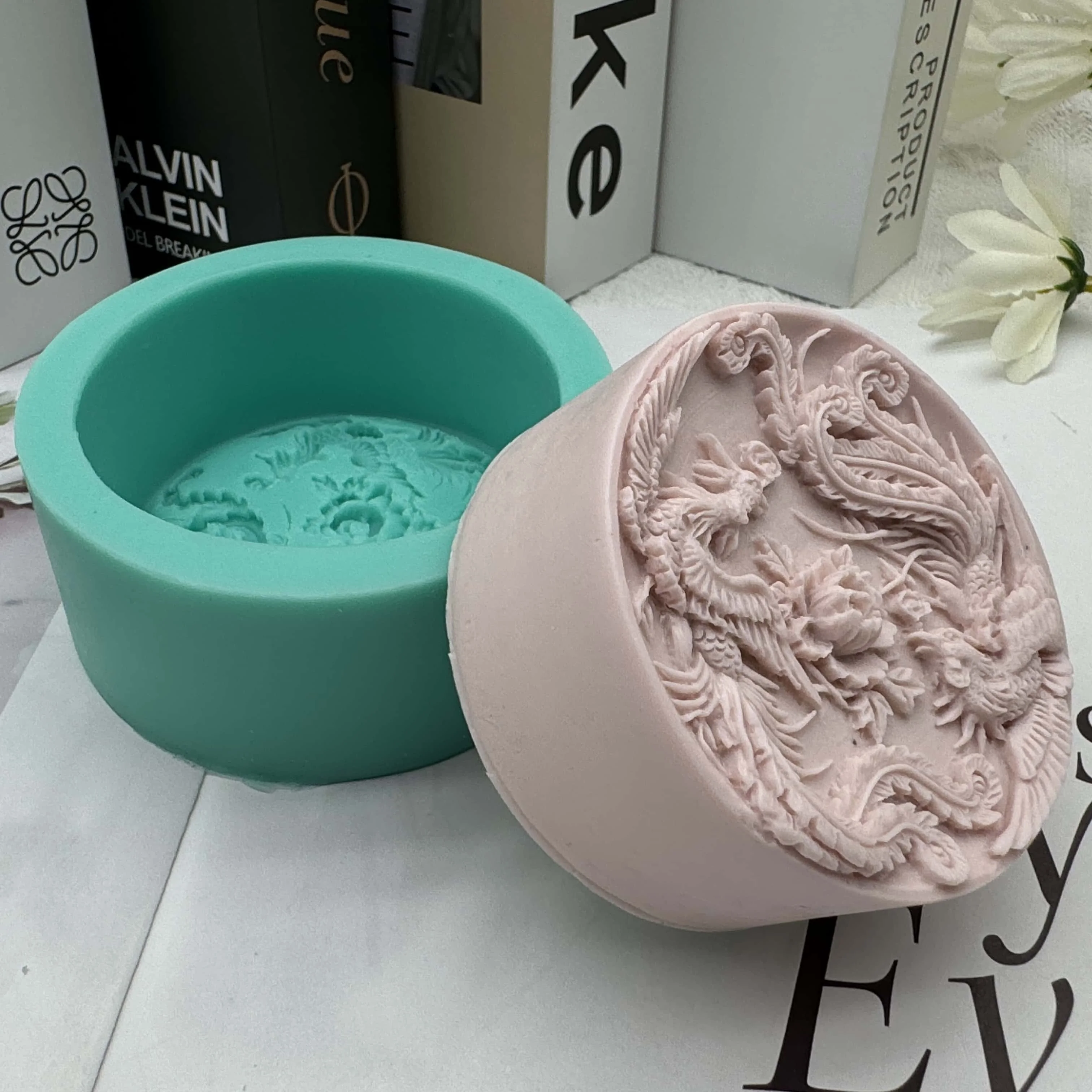 Phoenix Design Art stampi per sapone stampo in Silicone rotondo per sapone naturale che fa muffa del gesso di aromaterapia della cera della torta