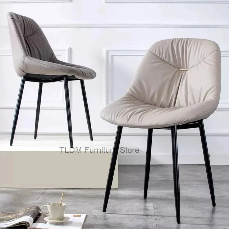 2Pcs/Set Nordic Padded Upholstered Dining Chair, Stitched Contoured Curved Backrest Armless Soft Leisure Side Stool for Kitchen