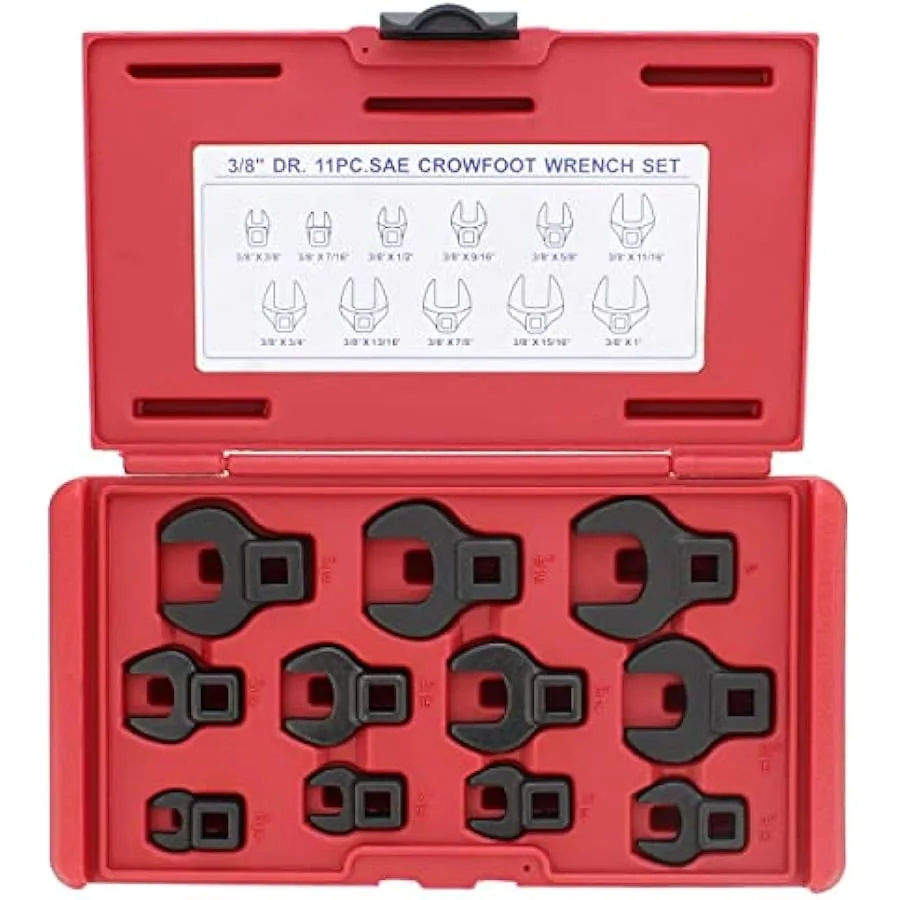 ABN Crowfoot Wrench SAE Standard 3 8in Drive 11-Piece Set for When Regular Sockets Wrenches Cannot Get the Job Done