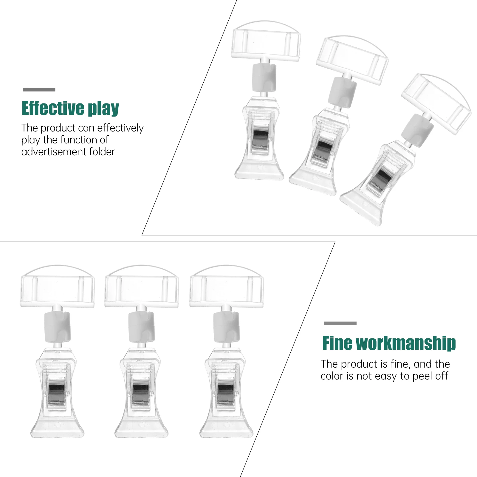 6 Pcs Acrylic Advertising Folder Memo Clip Stand Display Price Tag Stands Safe Long Use Fine Workmanship Portable