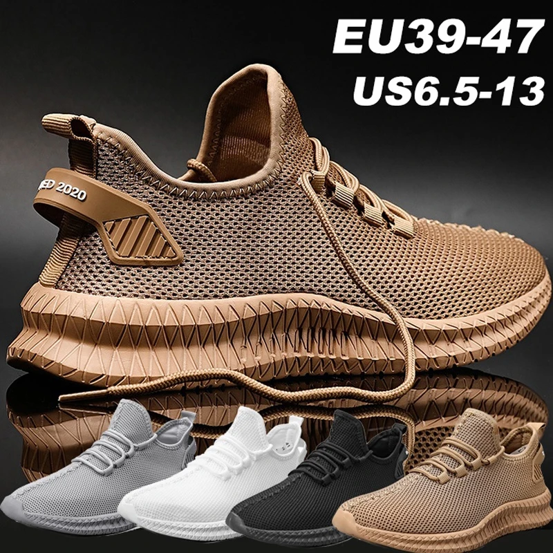 Zapatillas de deporte ligeras para hombre, calzado informal, transpirable, con cordones, para caminar, para correr, talla grande