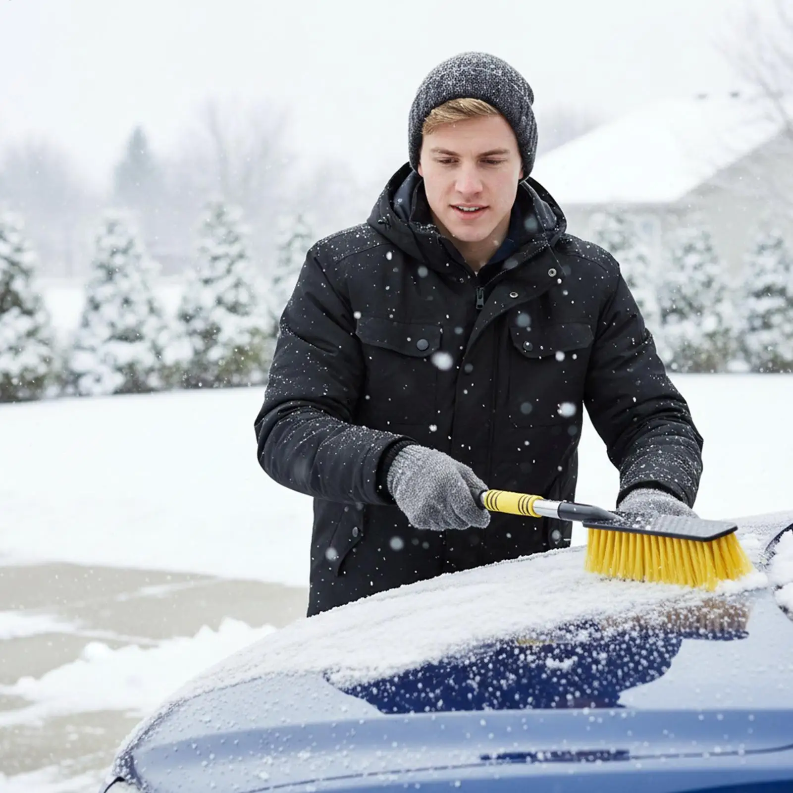 Car Ice Scraper Extendable Winter Vehicle Cleaning Tool Auto Snow Remover Brush For Drivers Adventure Seekers Travelers Trucks