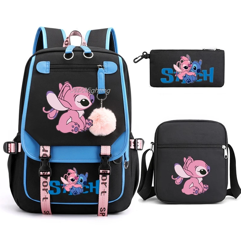 Cartoon 3pcs Lilo & Stitch plecaki Cosplay Unisex szkolna torba patchworkowa pojemność książeczka na laptopa plecak podróżny