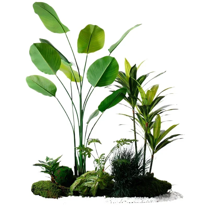 Indoor high imitation real plants fake green plants landscape floor-to-ceiling stairs landscaping beauty salon living room