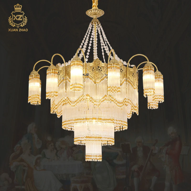 

Italy Elegant Golden Brass Living Room Pendant Light Romantic Tassels Crystal Chandelier Quality Home Lighting Hanging Lamp