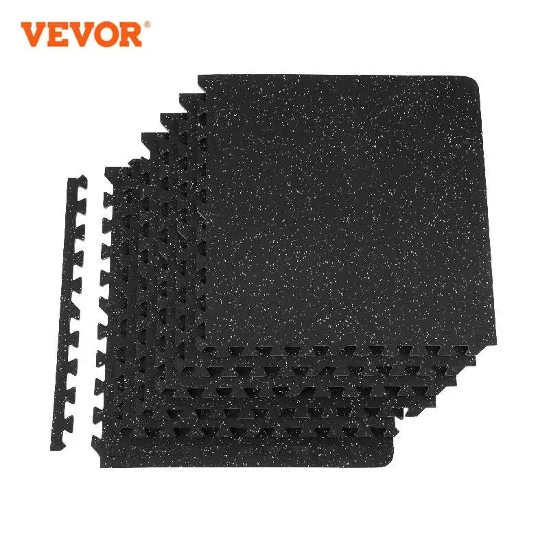 VEVOR 6 PCS 1/2 inch Thick Gym Floor Mats EVA Foam and Rubber Top Interlocking Workout Floor Mats Waterproof Exercise Mats