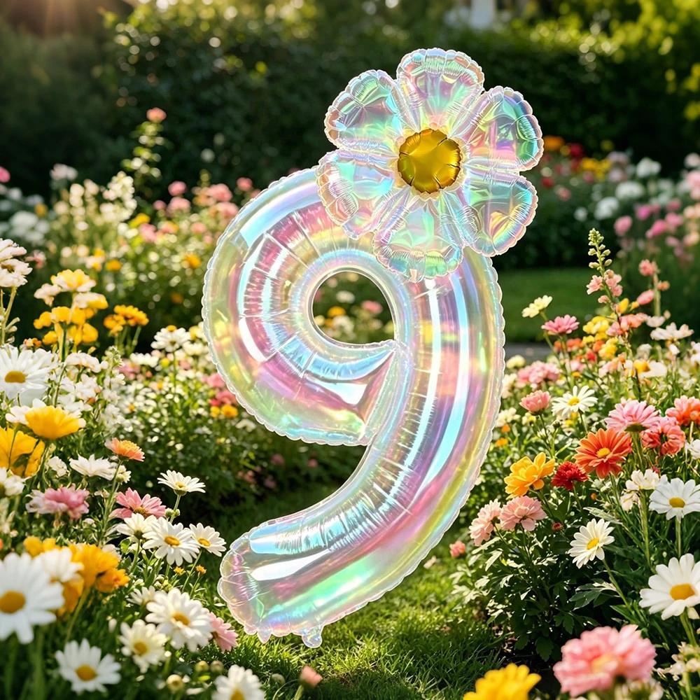 40 Zoll große, farbenfrohe, transparente Zahlenballons und große transparente Gänseblümchen-Folienballons, für Geburtstagsfeiern, Jubiläumsdekorationen – Detail 6