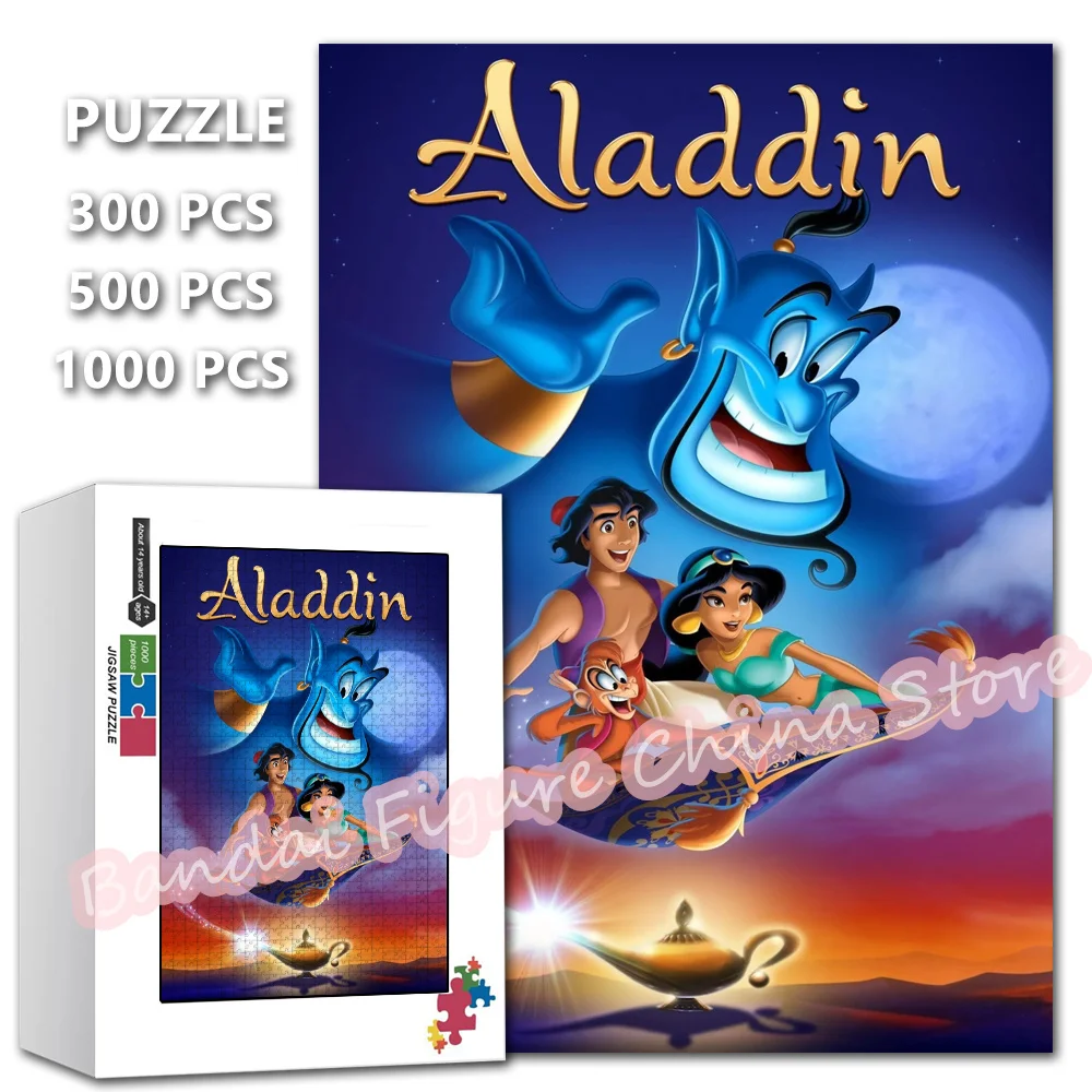 

Disney Puzzles Cartoon Aladdin Princess Jasmine Anime 108/200/300/500/1000 Pieces Jigsaw Puzzle Educational Decompressed Toys