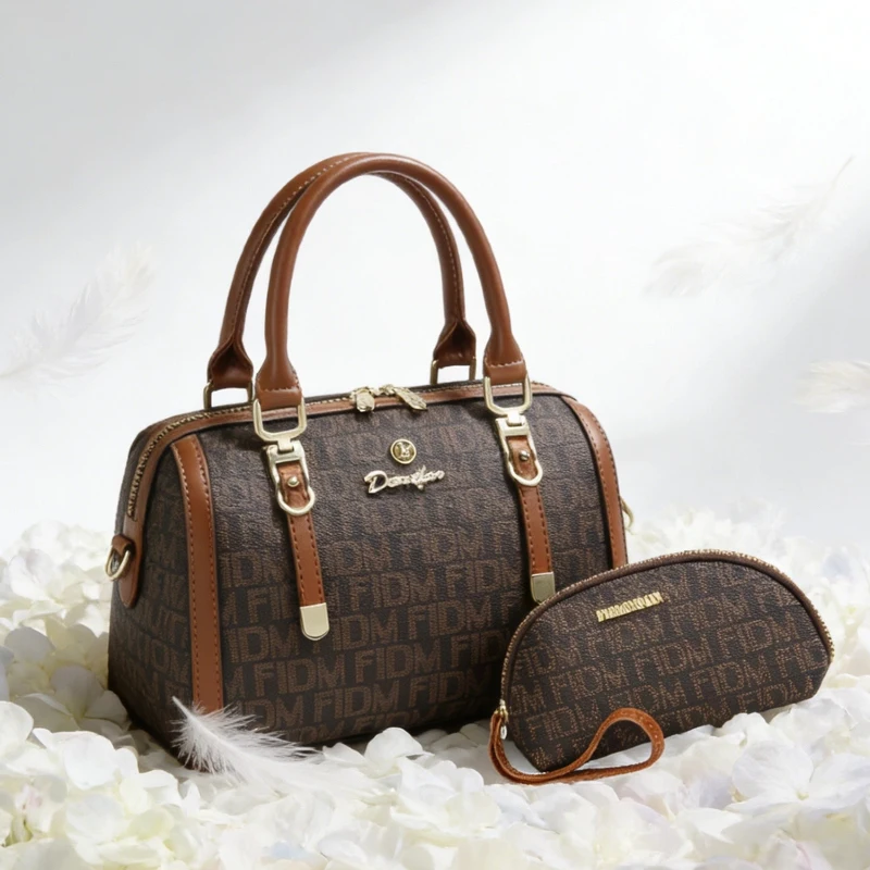 

2-piece set of Boston women's handbags, including a classic printed pillow bag and a messenger bag. High-end, lightweight, and s