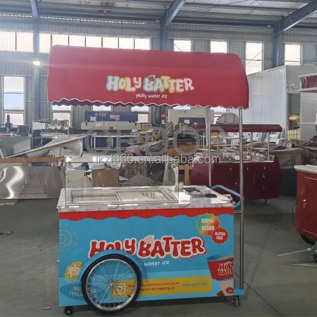 Carrito de helados italiano con estándar europeo, carrito de helados de aplicación Popular en la calle de verano