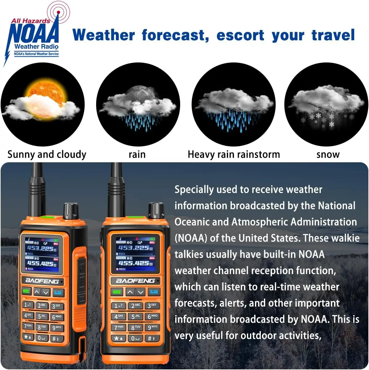 BAOFENG UV-17M Radioamatore portatile, doppia banda, ricevitore UHF/VHF/NOAA/FM, 999 canali, con batteria ricaricabile da 1800 mAh
