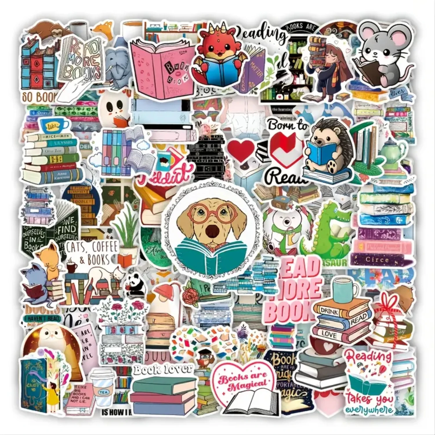 100pcs Cute Animal Reading Sticker For Children, Tablet Computer Luggage Decoration Stickers