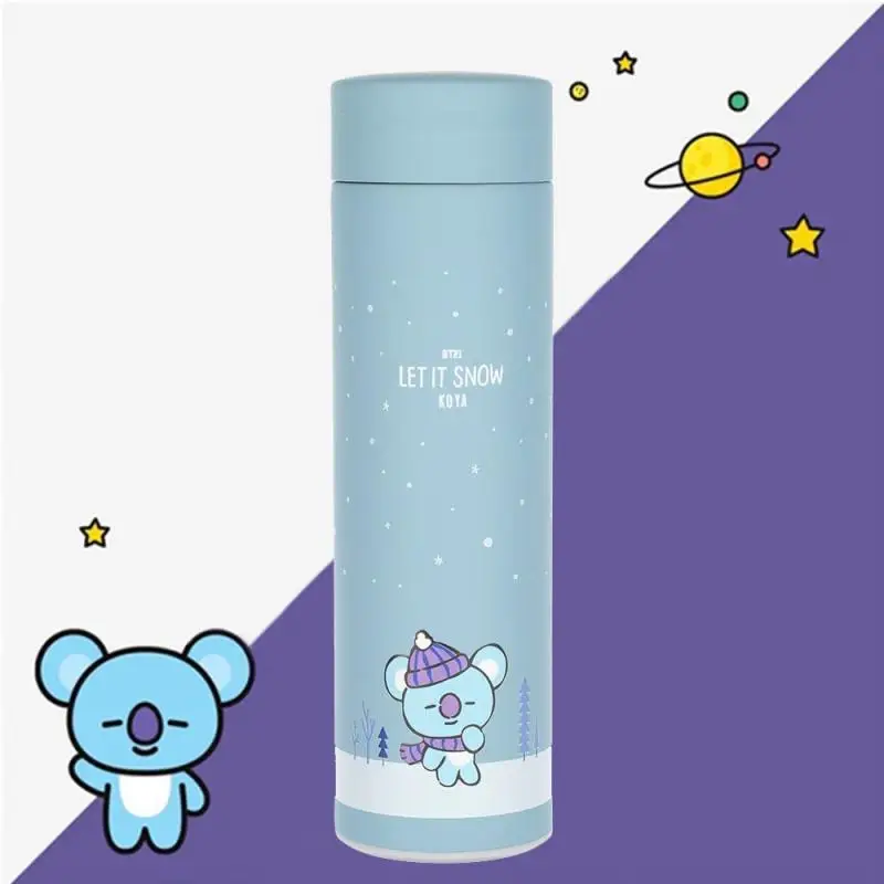 500Ml Animation Peripheral Bt21 Thermos Cup Creative Cartoon Cute Stainless Steel Cup Male and Female Student Water Cup Gifts