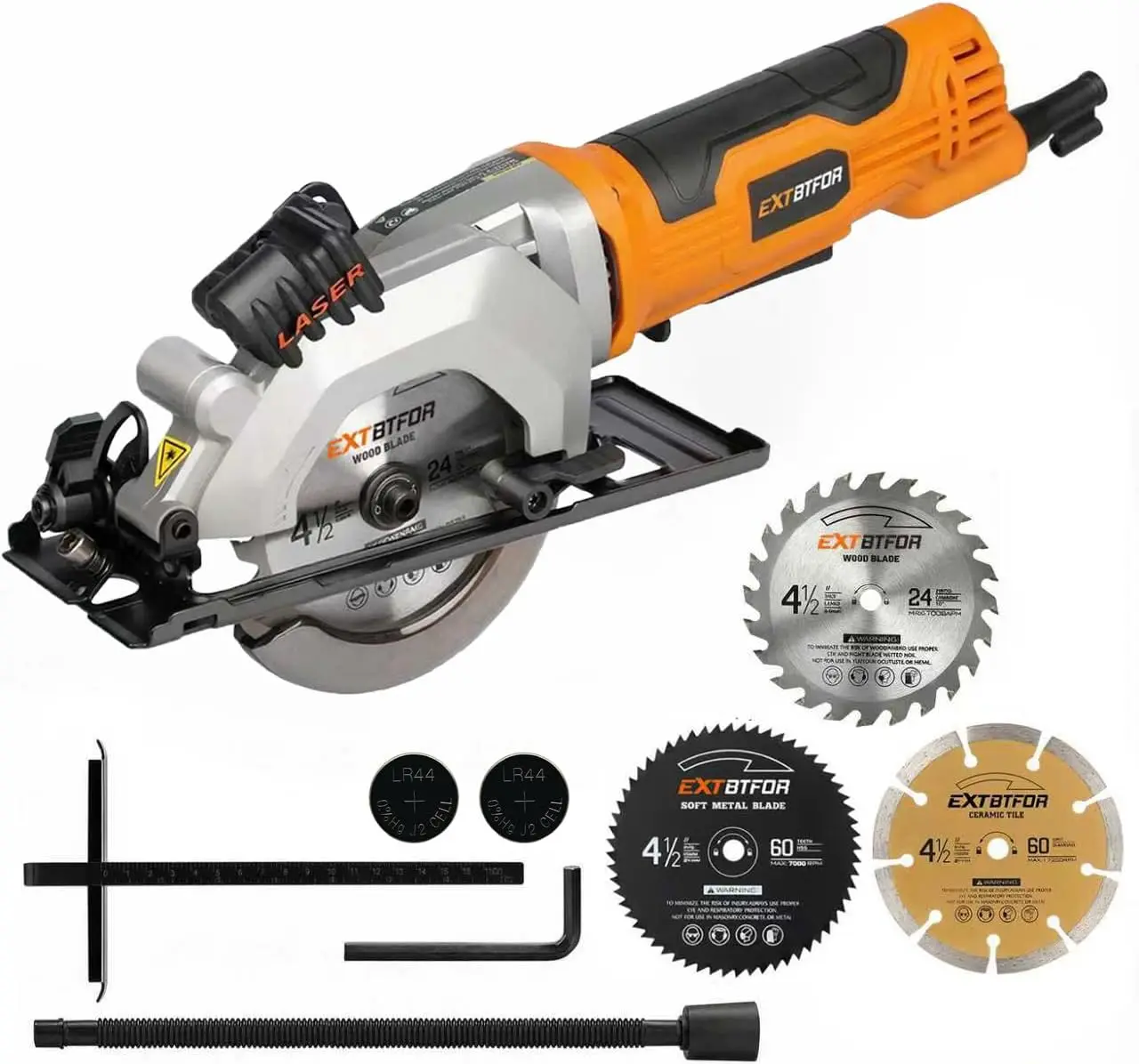 

Power Circular Saw, 4.8A Mini Corded with Laser Guide, 4000RPM, Includes 3 Blades for Wood, Metal, Plastic Cuts Up to 1-11/16"