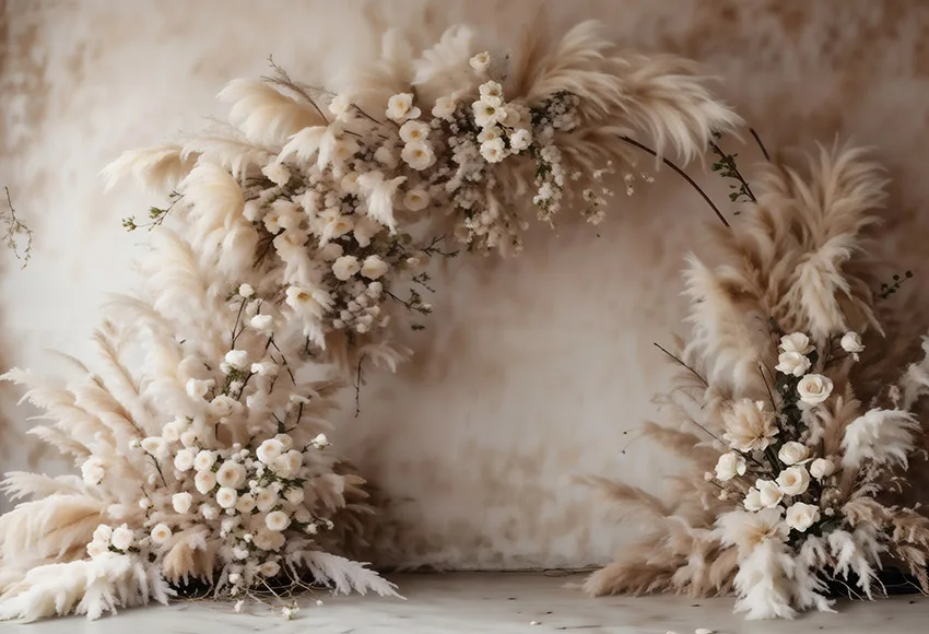 Mehofond 사진 배경 보호 벽 팜파스 잔디 장식, 소녀 초상화, 출산 파티, 빈티지 꽃 커튼 사진 배경