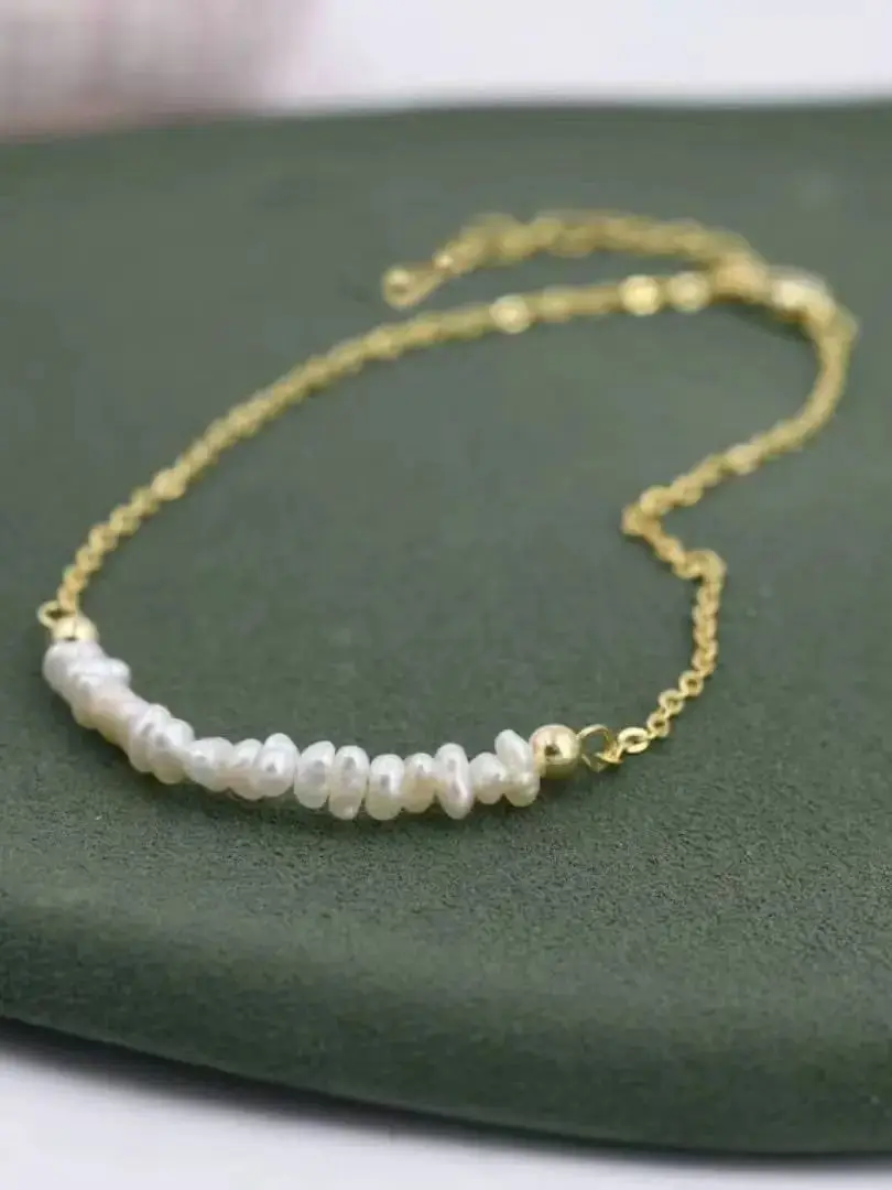 Vlen Armbänder mit natürlichen Süßwasserperlen für Damen, Edelstahl-Kettenarmband, Schmuck, Geschenke für Sie – Detail 1
