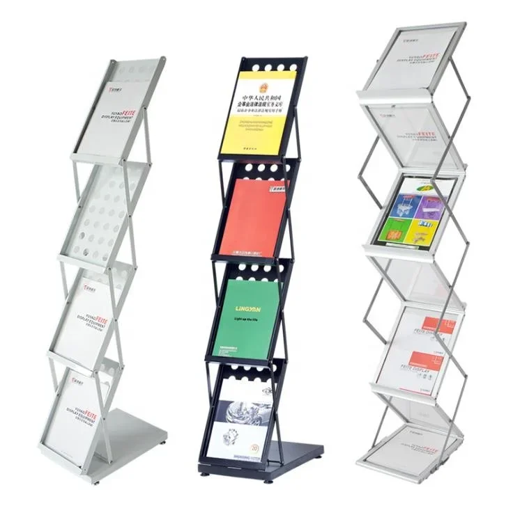 Acrylic Aluminum A4 Brochure Holder For Trade show Magazine Rack Catalogue Stand