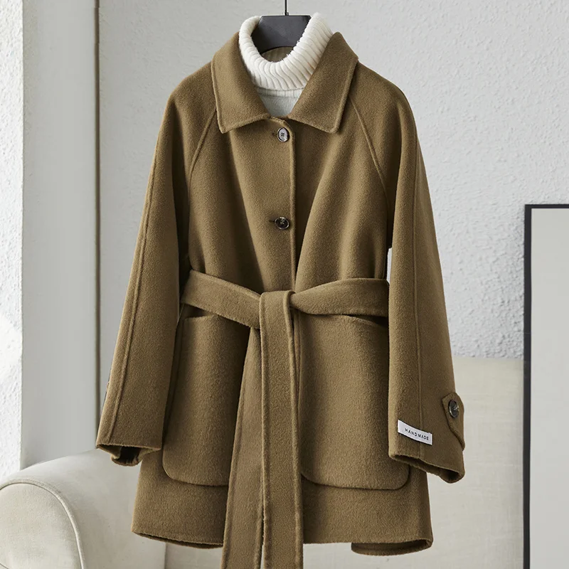 Live Welfare Double sided Cashmere Coat Women's 2022 Autumn/Winter New Short Small Woolen Coat