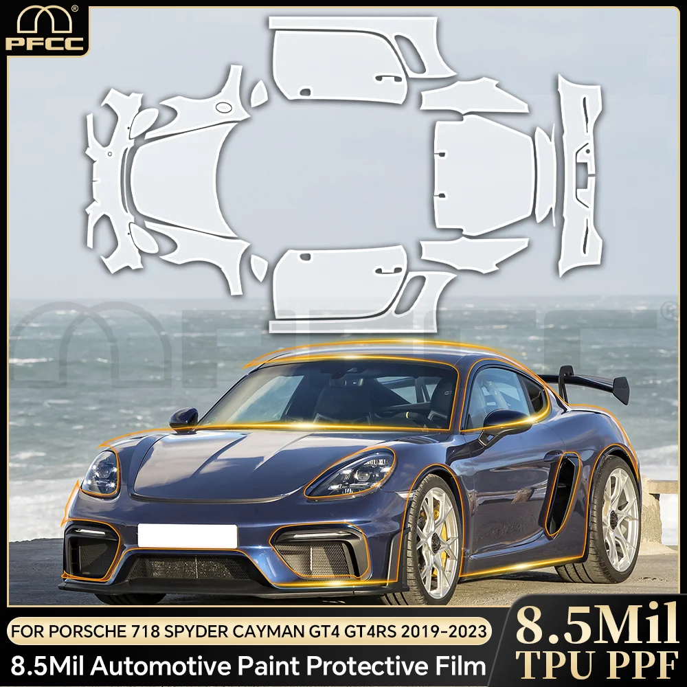 

Предварительно вырезанная защитная пленка из ТПУ PPF 8,5 мил, прозрачный бюстгальтер с защитой от царапин для кузова автомобиля для Porsche 718 Spyder Cayman GT4 GT4RS 2019-2023