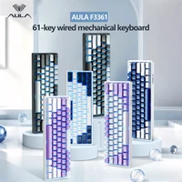 AULA F3361 Mini teclado mecánico para juegos por cable, 61 teclas, teclados de luz retroiluminados RGB intercambiables en caliente personalizados para jugadores de deportes electrónicos de PC