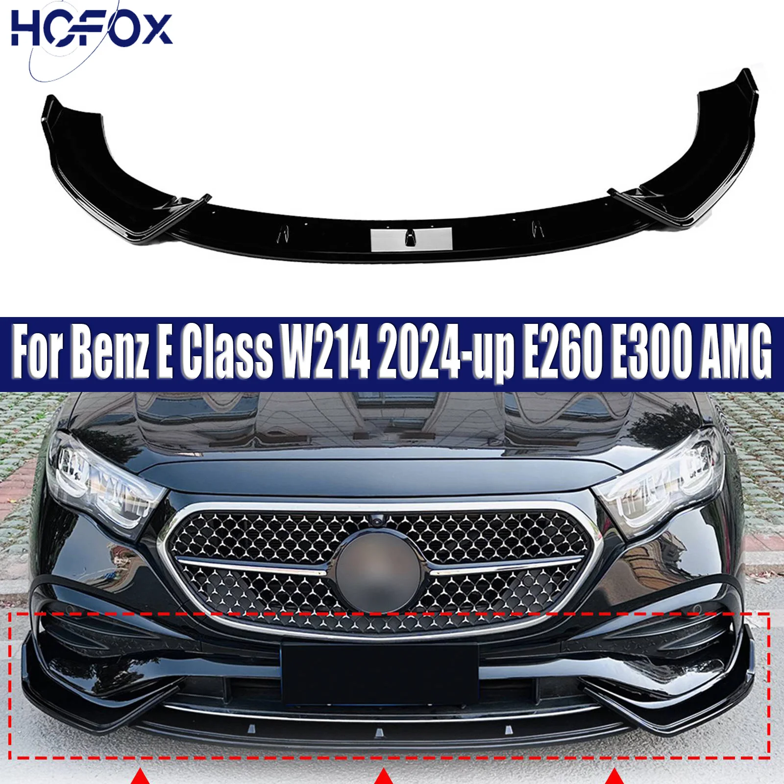 

For Benz E Class W214 2024-up E260 E300 AMG Front Bumper Diffuser Splitter Lip Body Kit Spoiler Accessories