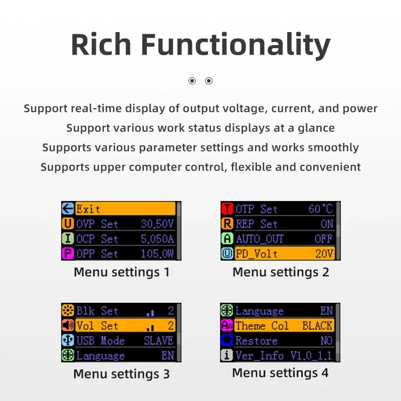 ALIENTEK DP100 مصدر طاقة رقمي صغير عالي الدقة قابل للتعديل مختبر الحمل الإلكتروني مفتاح منظم الجهد المحمول