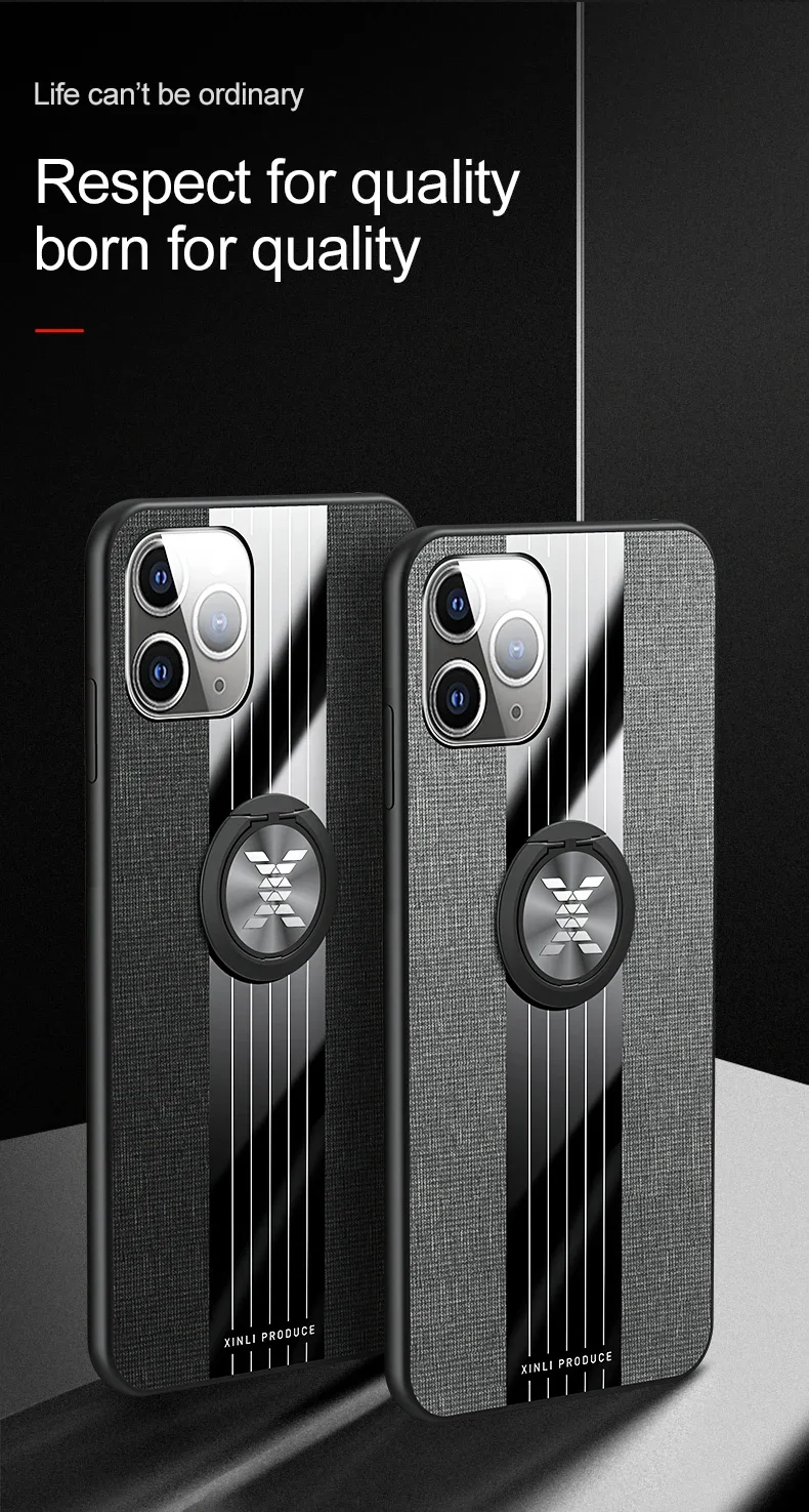 Magnet Ring Case For Apple iPhone 11 12 13 Mini 14 15 Pro Xs Max XR X 8 7 6 6s Plus SE 2020 2022 SE3 Cloth Fabric Case Cover