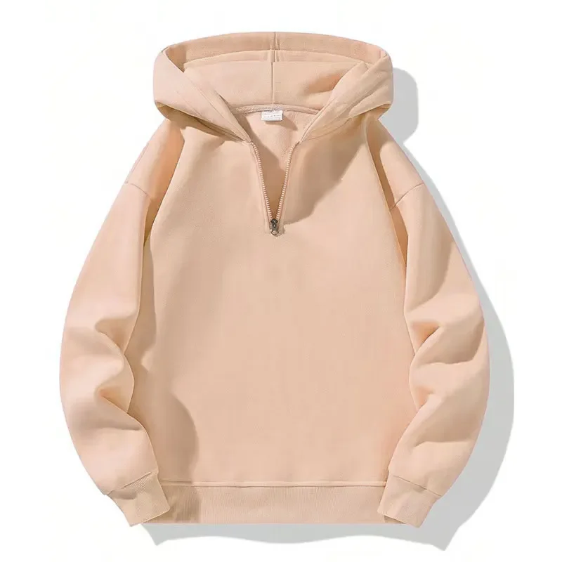 Moletom feminino cortado de manga comprida com zíper quarto 2025 outono inverno casual gola V pulôver tops com bolsos