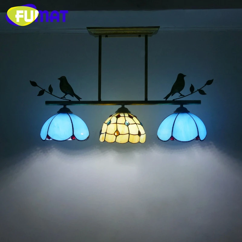 

FUMAT Tiffany style stained glass Mediterranean simple Pendant lamp for the restaurant corridor hotel living room LED decor