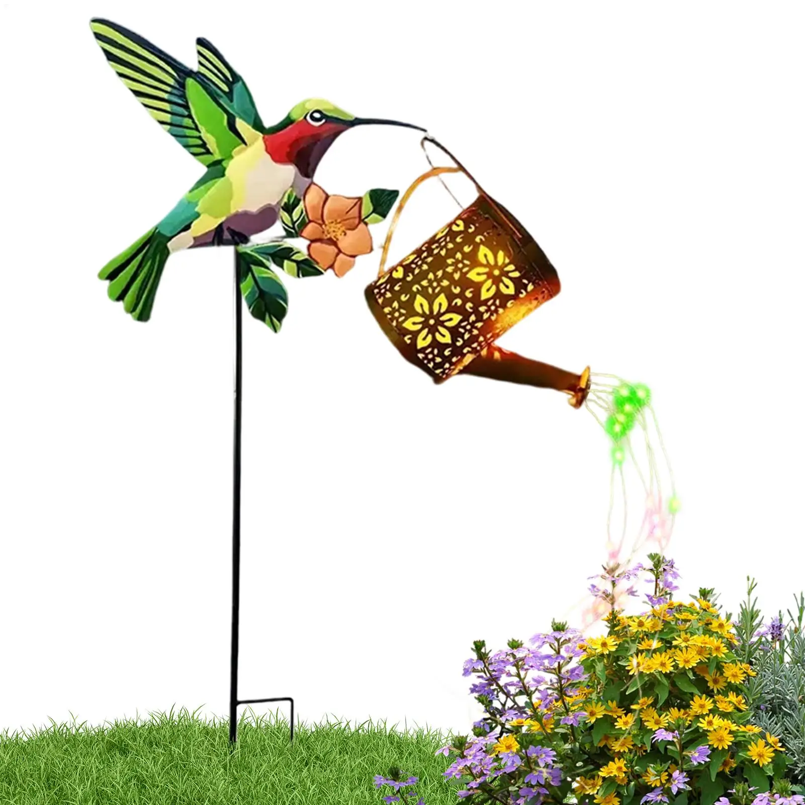 

Солнечная лейка-фонарь для сада: декоративное освещение в виде колибри для двора, патио, газона и дорожек
