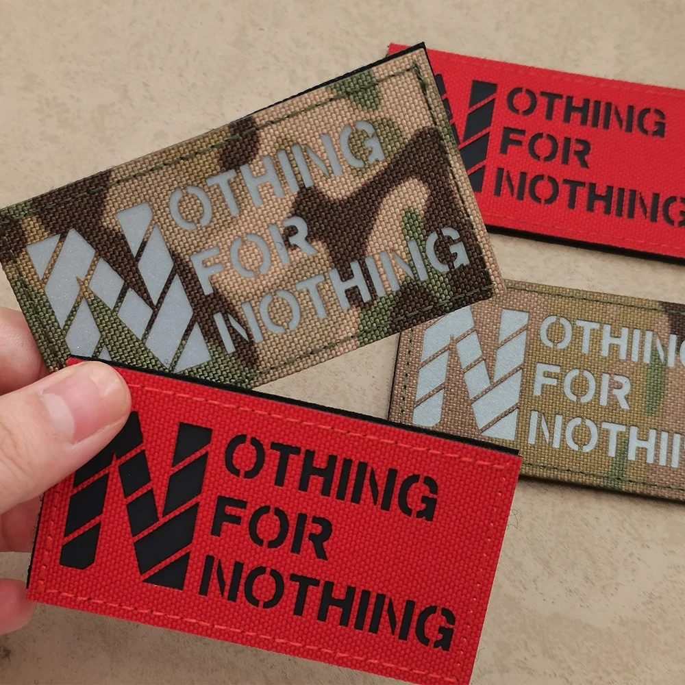 Nothing for Nothing Meaningful Laser Cutting Reflective Letter Label Patch Cloth Fix Sticker Red CP Patch For Coat Army Shirt