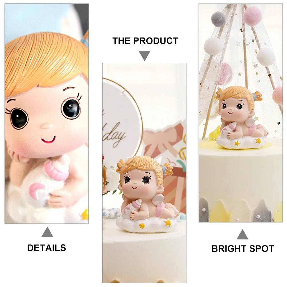 

Birthday Cake Decoration Resin Girls Kids Ornament Paper Cup Cartoon Design Durable Safe Visual Enjoyment Lovely Party Table