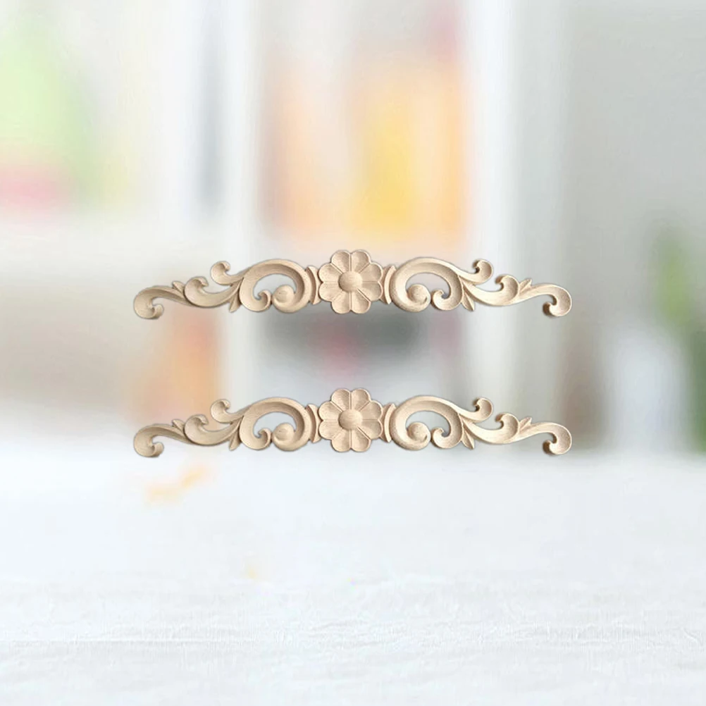 

Solid Wood Applique Carved Onlay Unpainted Frames Decorative Flowers Furniture Walls Doors Cabinets Art Craft Durability Safe