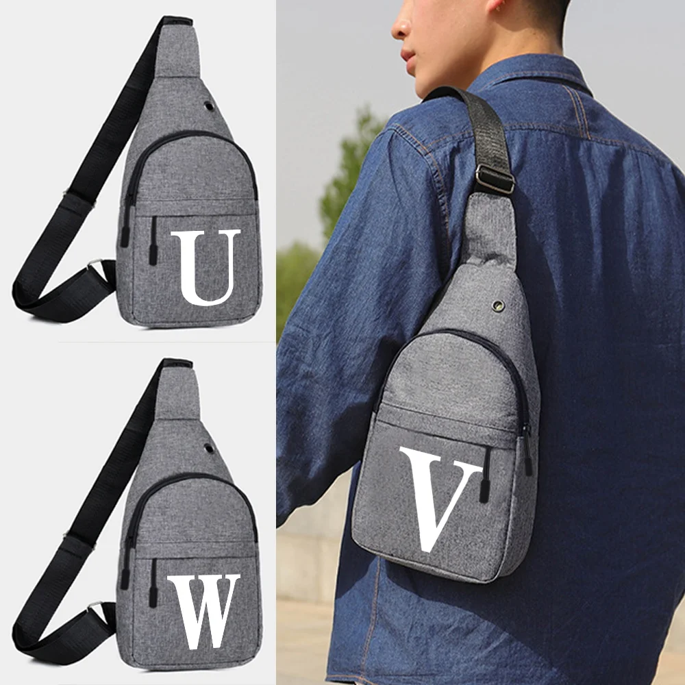 

White Letter Pattern Travel Single Shoulder Chest Bags Work Outdoor Cycling Portable Storage Pack Adjustable Crossbody Backpack