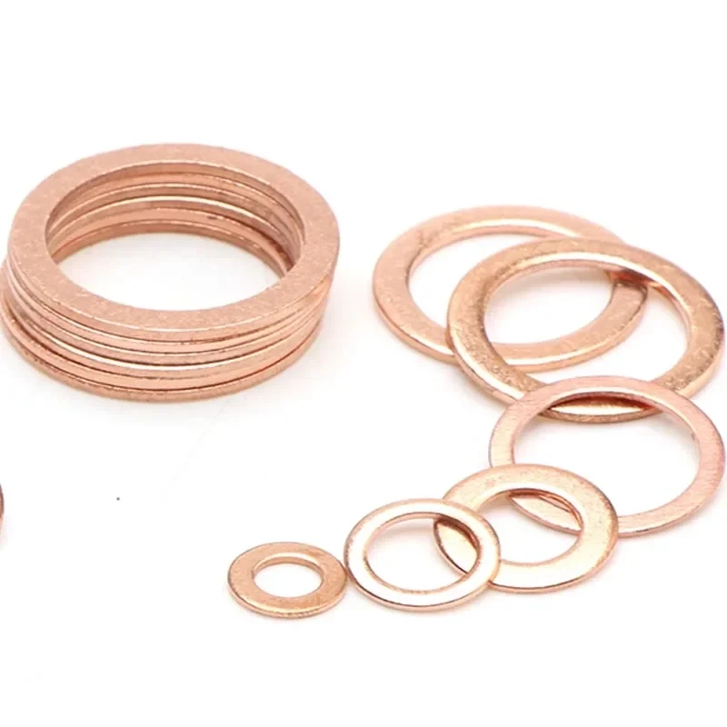10-50PCS Solid Copper Washer Gasket Flat Ring Seal Sump Plug Oil Seal Fittings Washers Fastener Hardware Accessories