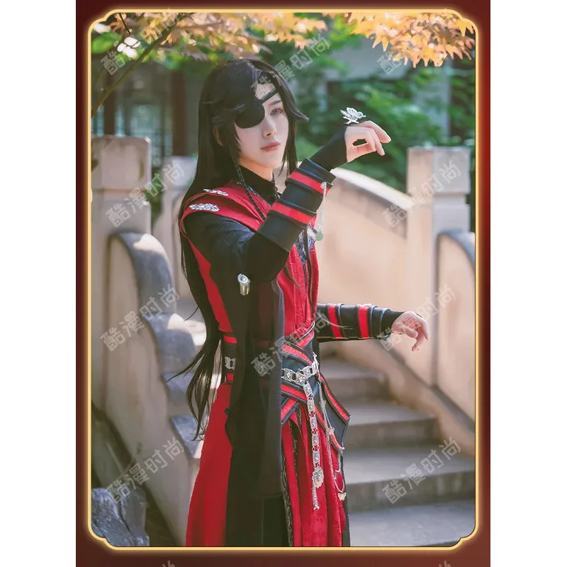 Disfraz de Cosplay Huacheng, peluca bendición oficial del cielo de Anime, trajes negros y rojos, conjunto completo Hanfu, traje Tian Guan Ci Fu Cos