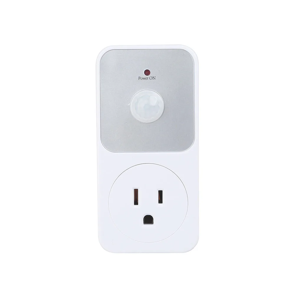 

Motion Detection Sensor Power Socket Switch 110V 1800W for Security Lighting in Garages Hallways and Living Rooms