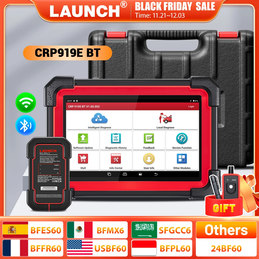 NEW LAUNCH X431 CRP919E BT OBD2 Scanner,Bidirectional Scan Tool,added CAN FD/DoIP,OE-Level All System Diagnostic,with BT adapter