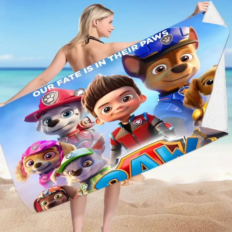 PAW Patrols Anime Asciugamani da spiaggia Cartoon Stampa 3D Microfibra Morbido assorbente Asciugamano da bagno ad asciugatura rapida Coperta da