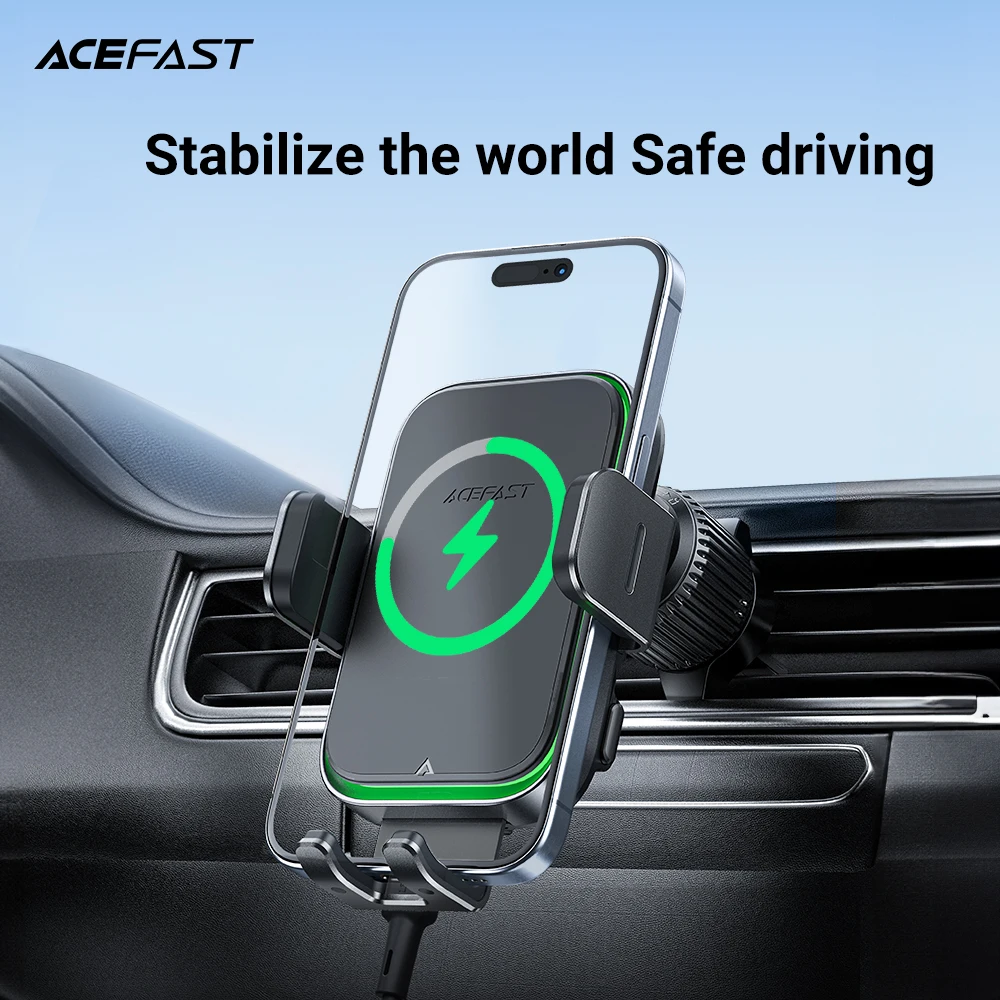 ACEFAST Automatic Sensing Wireless Charging Car Holder For iPhone 16/15 Pro Max 15W Fast Charging Air Vent Mount For Samsung S23