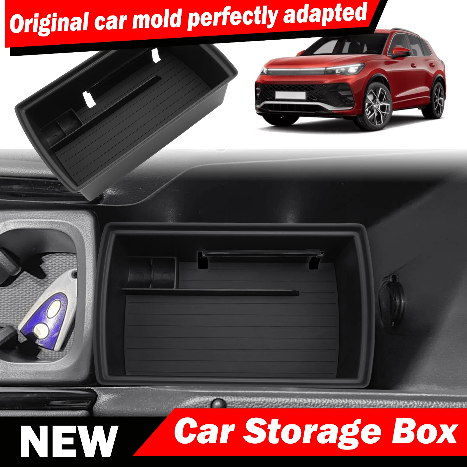 For Volkswagen Tiguan 3 2024 2025 2026 Car Armrest Storage Box Center Console Organizer Tray Pallet Holder