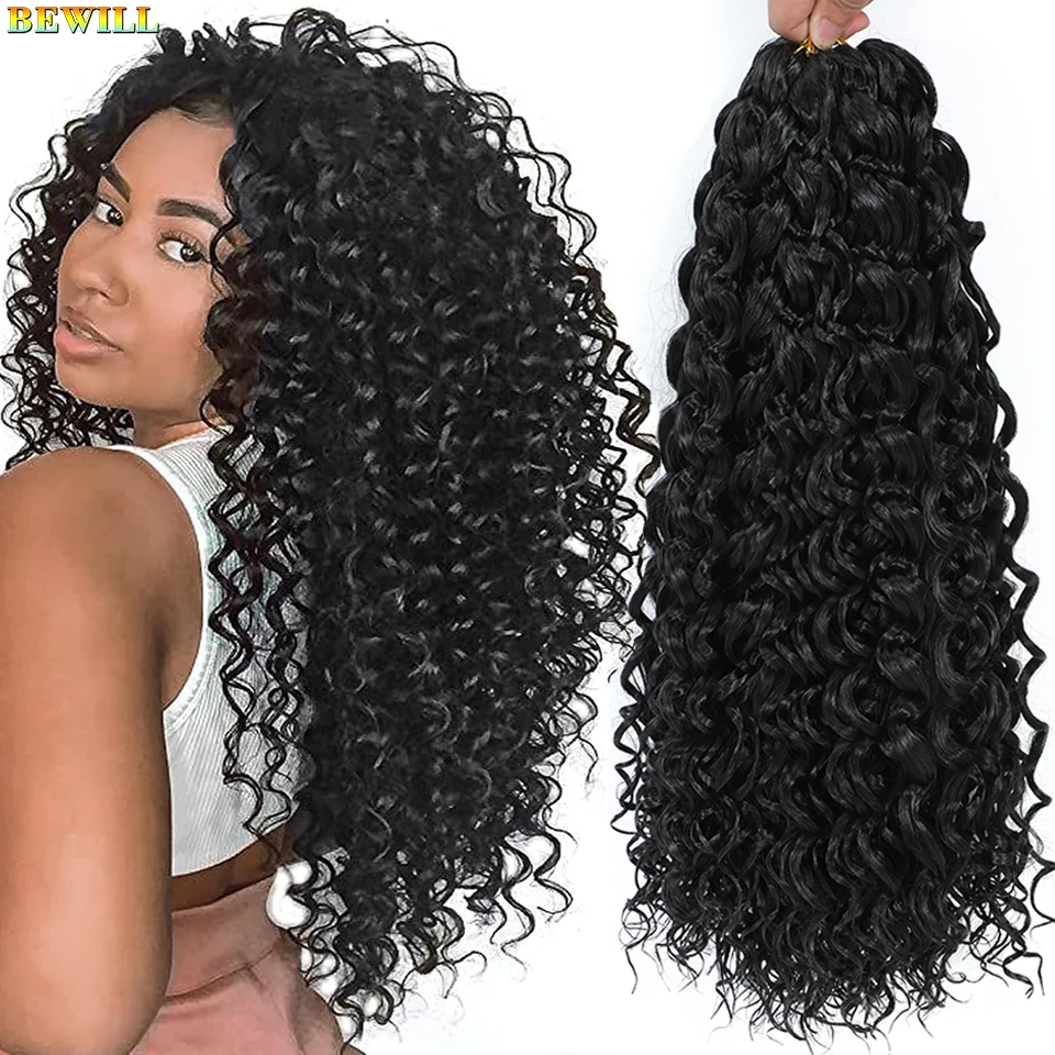BEWILL GoGo Curl Häkelhaar 14 18 Zoll Wasserwelle Strand Curl Häkelhaar Ombre Synthetische böhmische Zöpfe Haarverlängerungen 1B – Detail 7