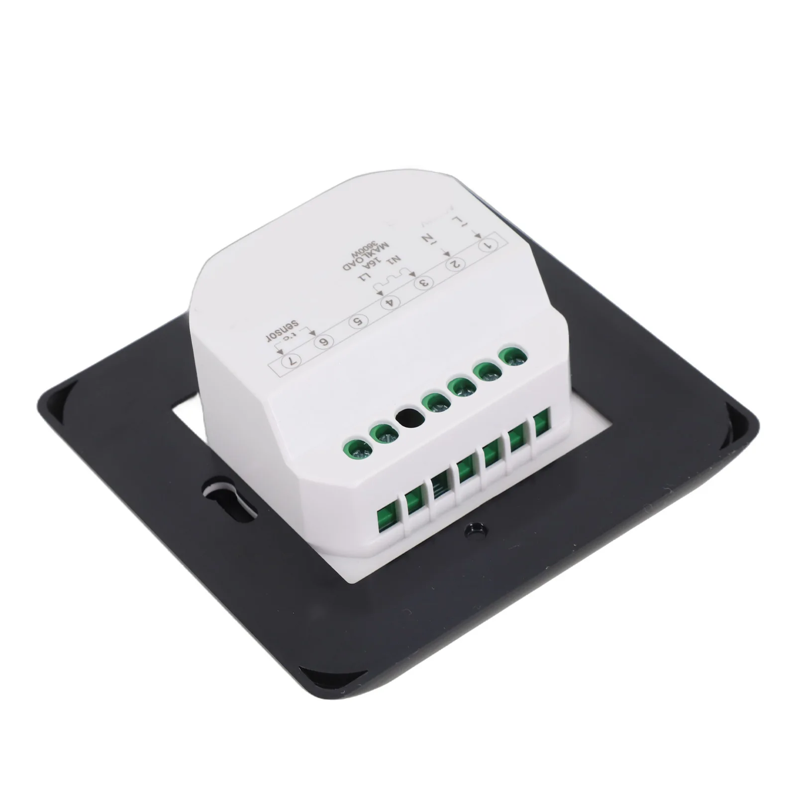 

Черный регулятор температуры Идеальное управление Выключатель питания Диапазон управления Дистанционный датчик пола Мощность переключения