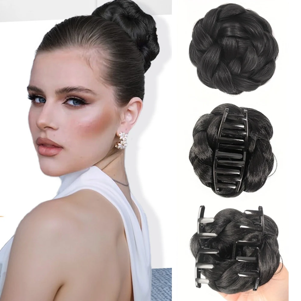 

Женский синтетический парик-пучок с кудрями и заколкой-крабом, имитирующий натуральные волосы, в форме бутона цветка