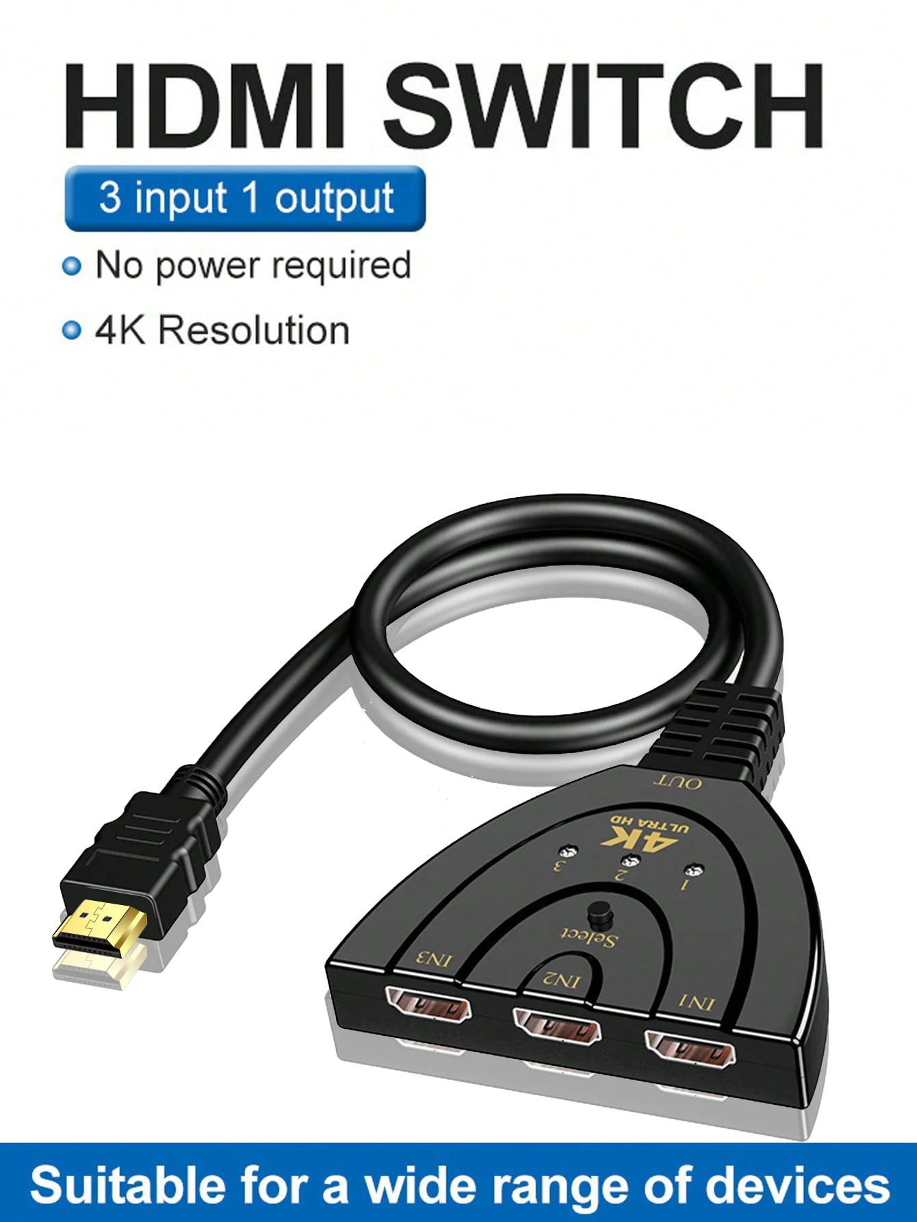 HDMI-compatible Switch KVM Splitter 3D 3 Input 1 Output Mini 3 Port VIdeo Switcher Hub 1080P For DVD HDTV Xbox PS3 PS4