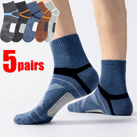 5 Pairs High Quality Cotton Spring Autumn Men's Socks Running Winter Casual Breathable Active Stripe Sport Socks EUR 38-44
