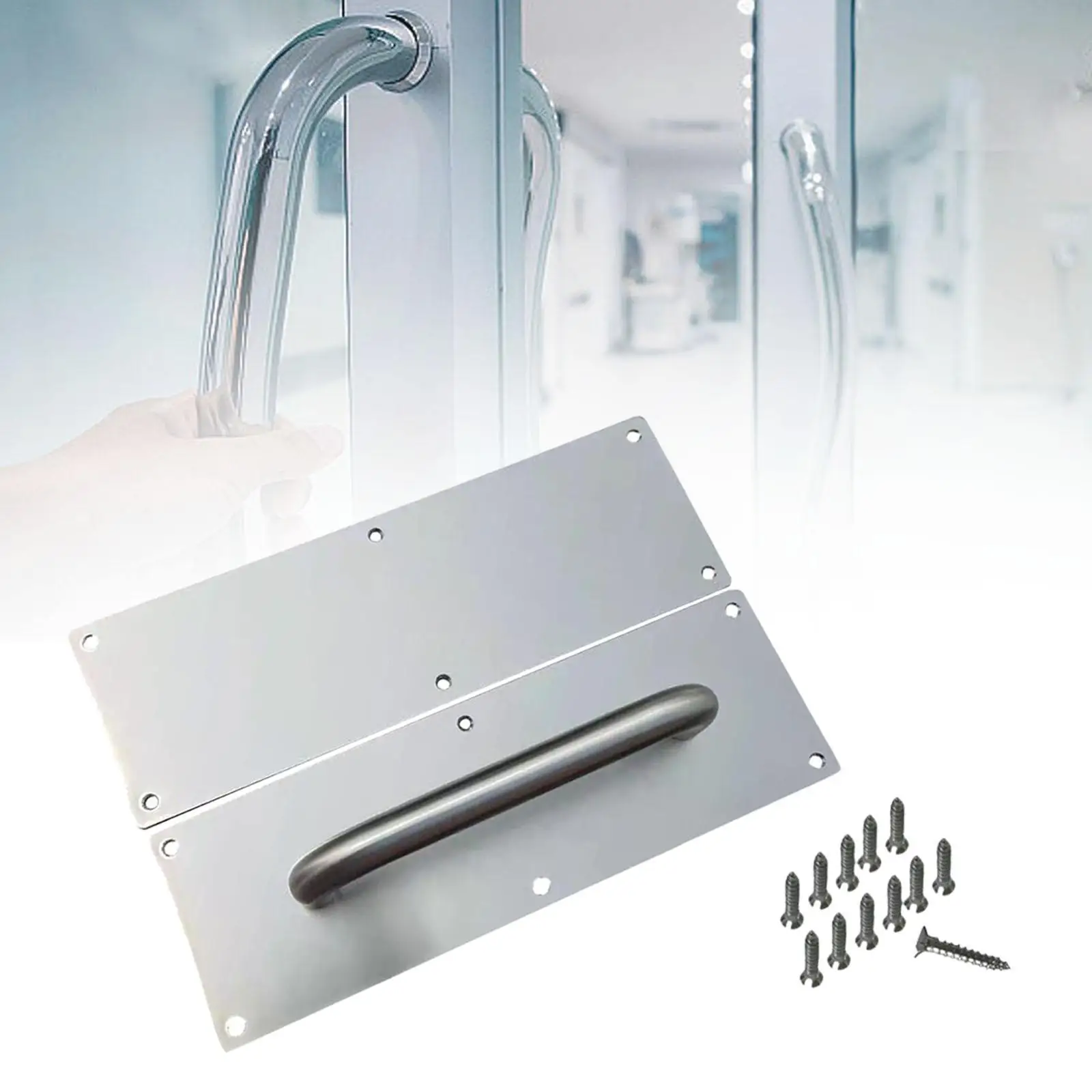 Door Handle Pull Push Door Plates with Screw Practical Stainless Steel Door