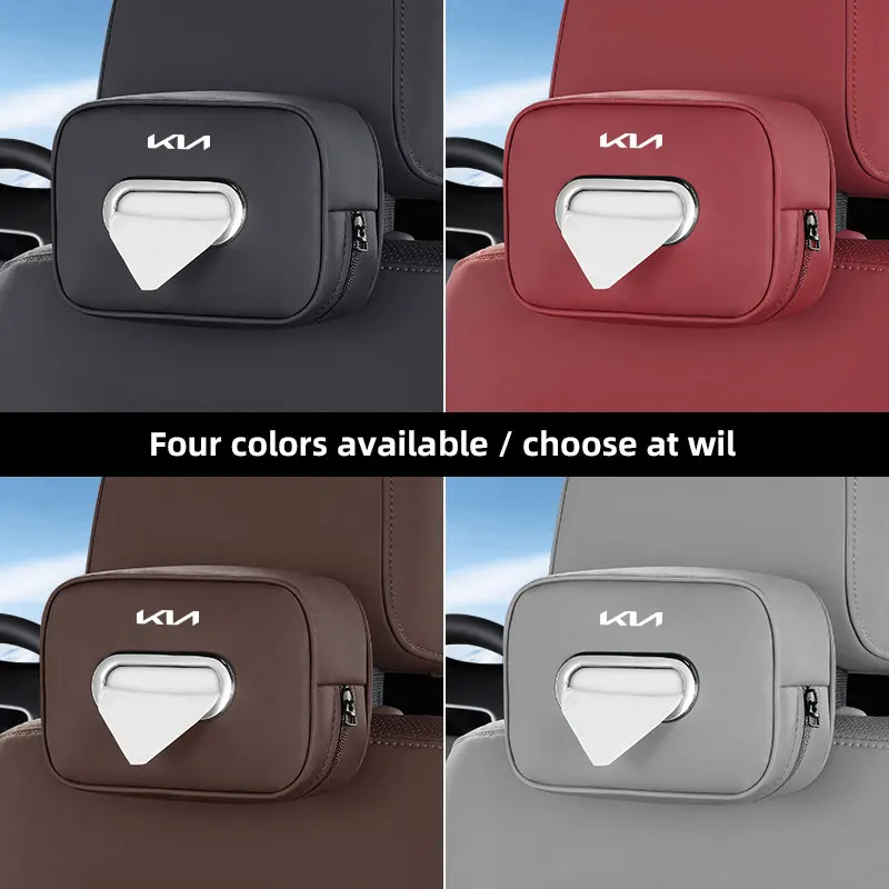 صندوق مناديل السيارة عالي الجودة من الجلد حقيبة تخزين المناشف الورقية لكيا KN GT-Line سبورتاج Ceed ريو بيكانتو سورينتو سول سيراتو #6