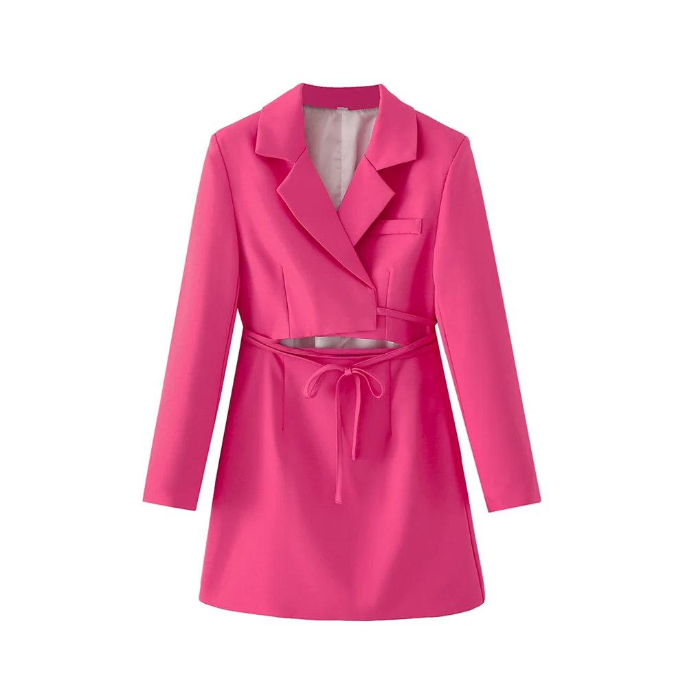 PB&ZA 2024 Spring New Women\'s Fashion and Elegance Commuting Versatile Casual Rose Red Personalized Suit Coat